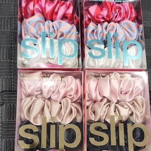 Slip Silk Hair Scrunchies in Pink and Tan